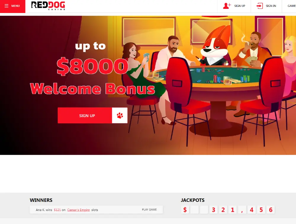 red dog casino home page