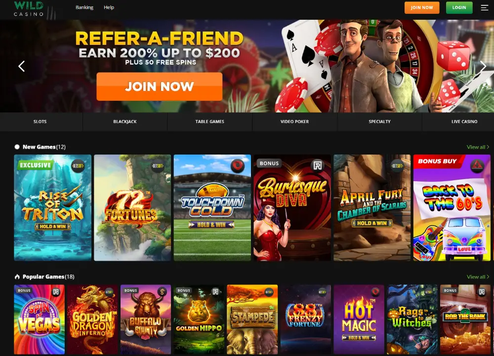 wild casino home page